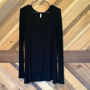 Free People Black Long Sleeve Top